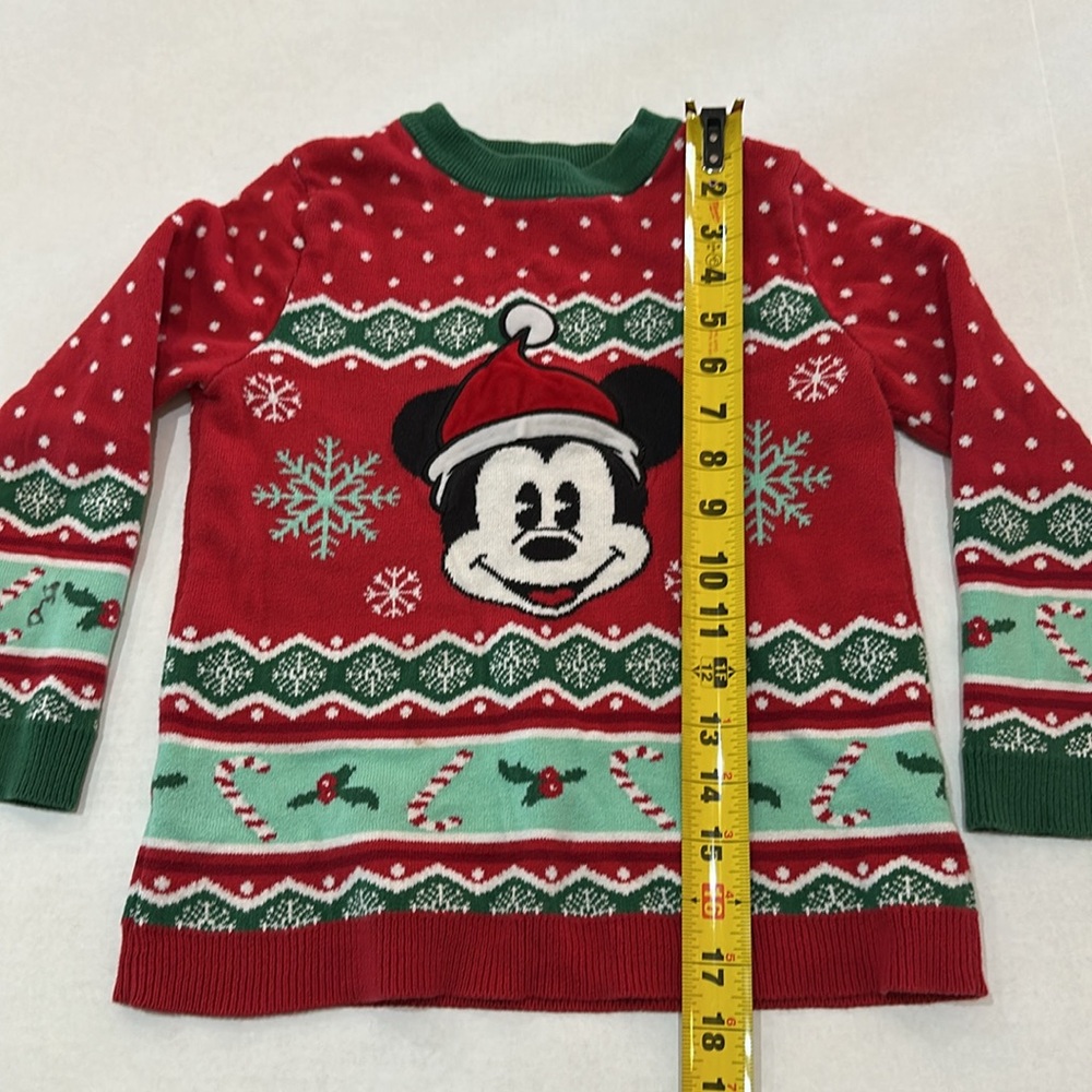 Disney Kids Red and Green Family Holiday Sweater Size 5 - Picture 7 of 10